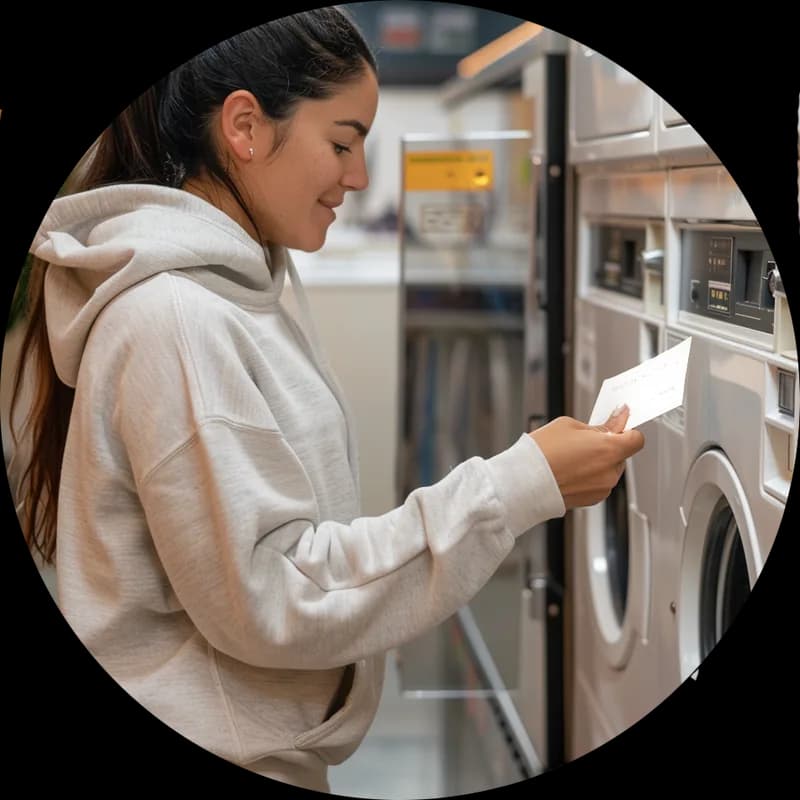 Doing laundry at a laundromat