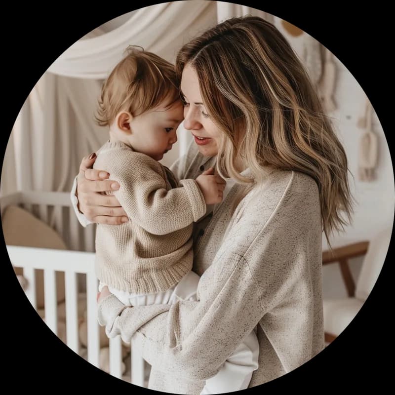 A mother holding her baby