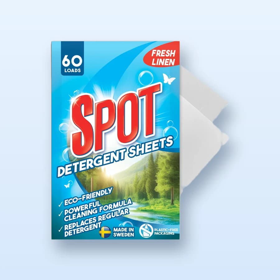Taking a Spot detergent sheet out of the paper pack