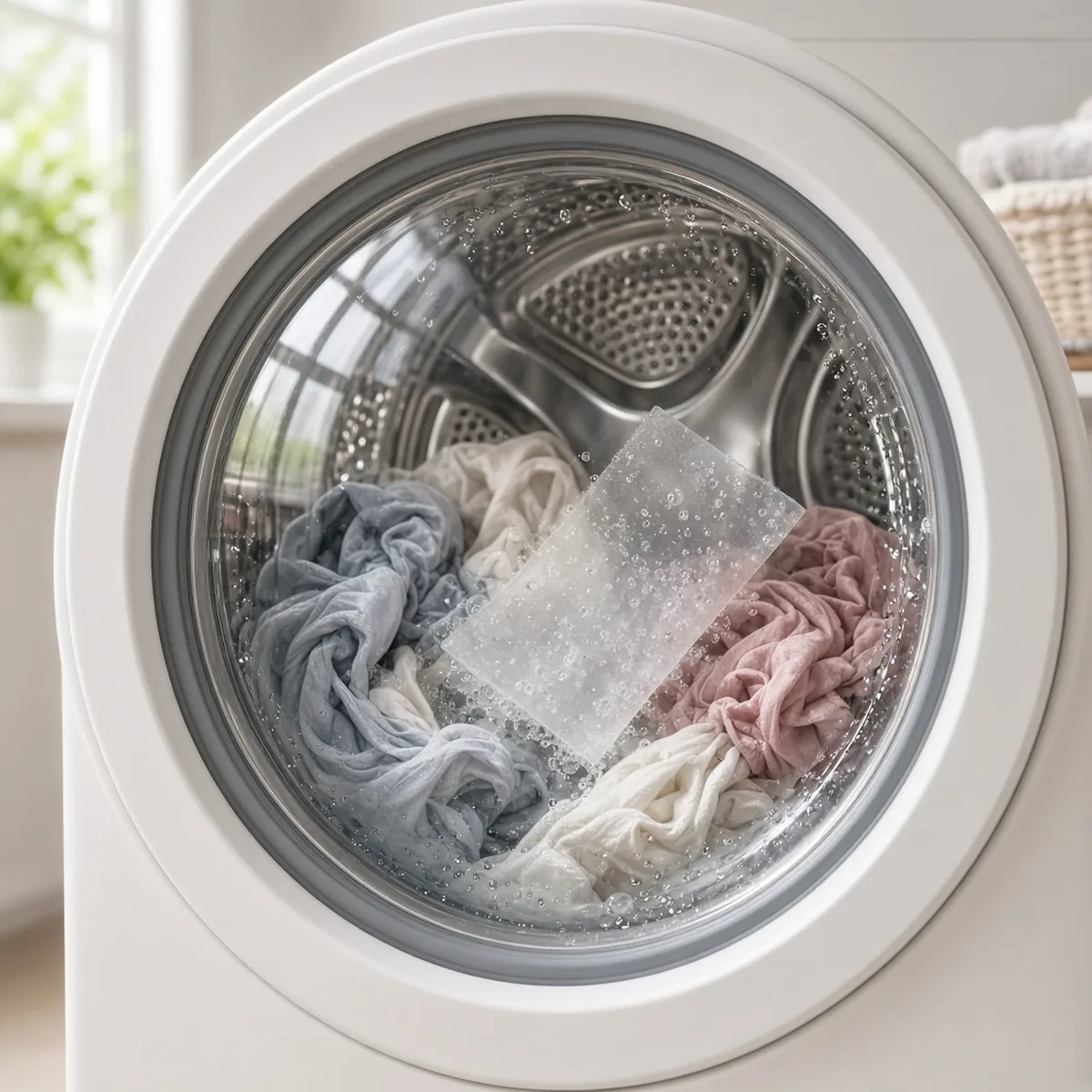 Spot detergent sheet dissolving inside a washing machine mid-cycle