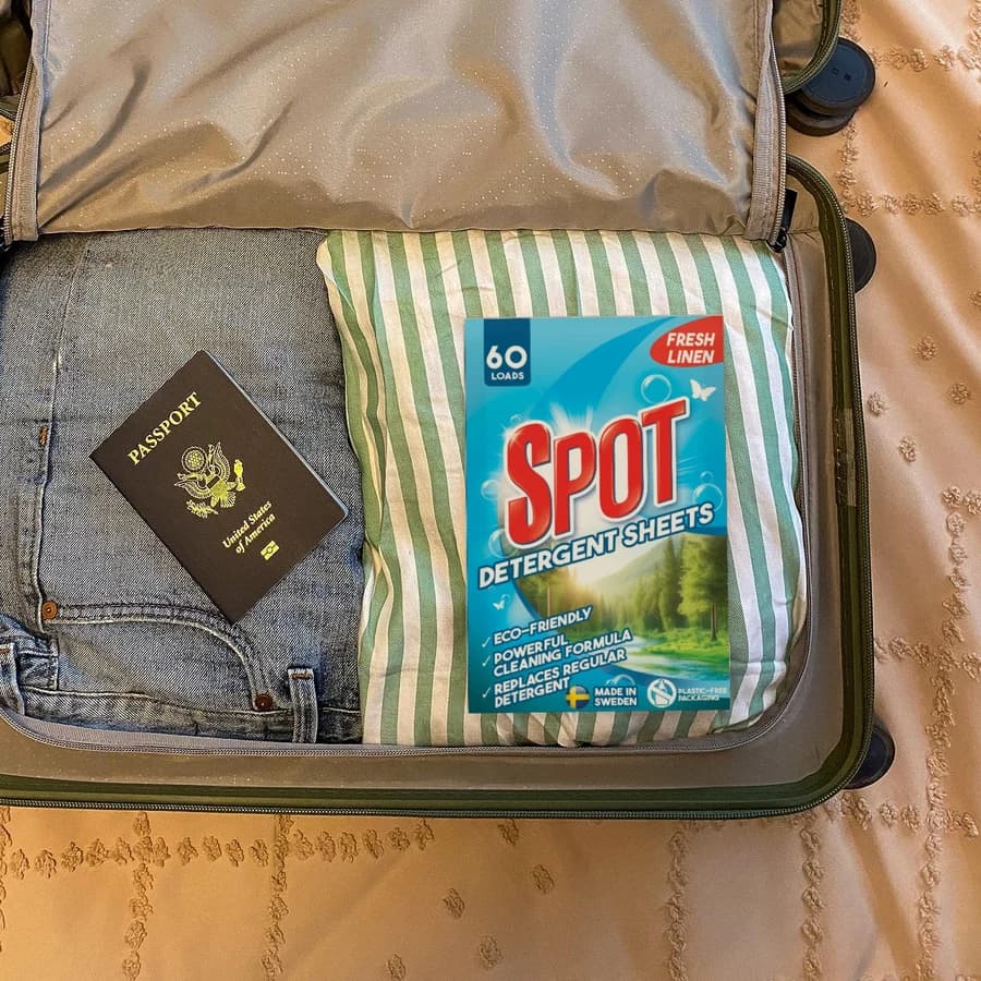 Packing Spot detergent sheets for travel