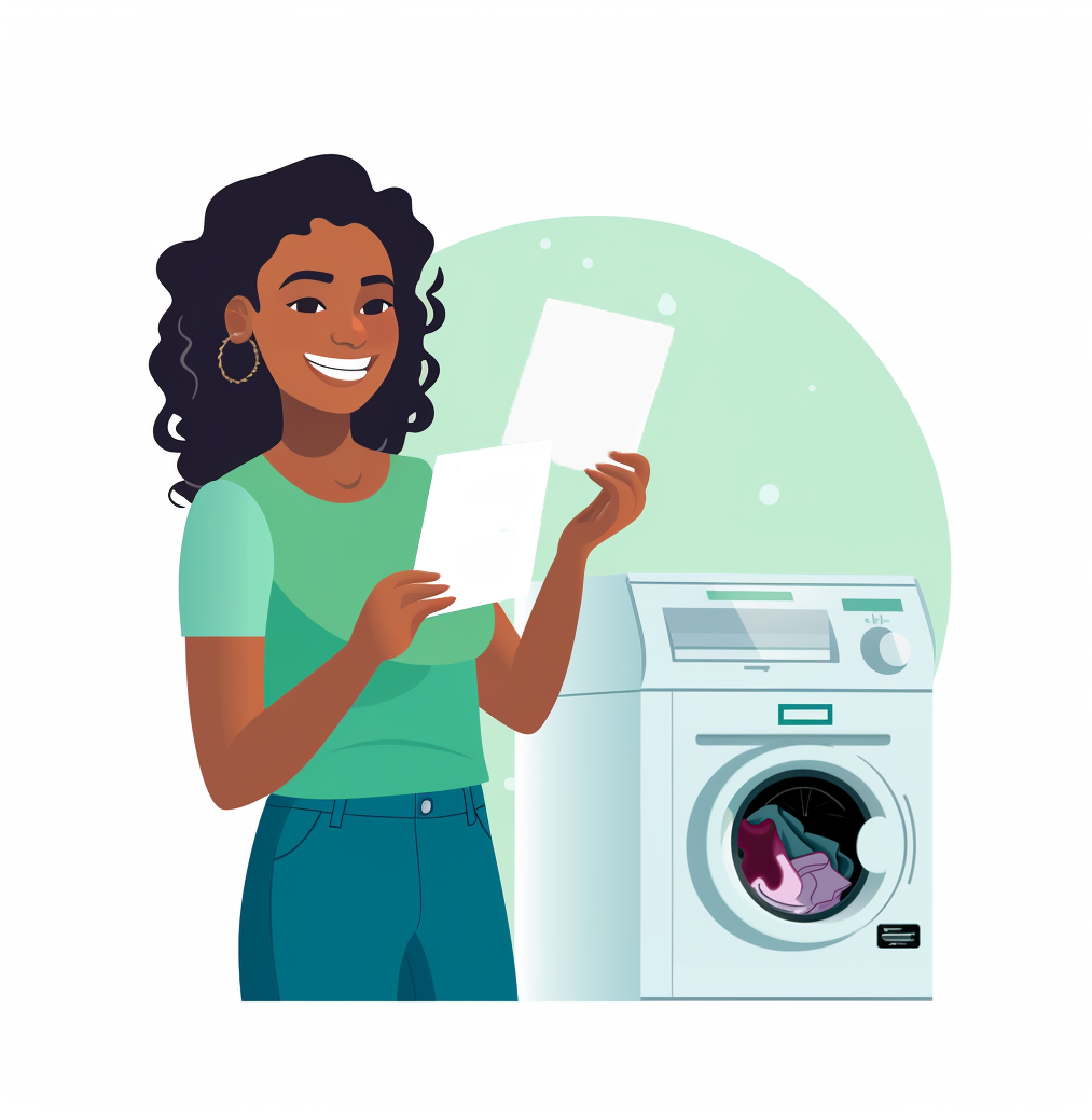 A person holding Spot detergent sheets